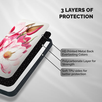 Pink Beautiful Flower Shockproof Hybrid Protection (Metal + TPU) Back Case Cover