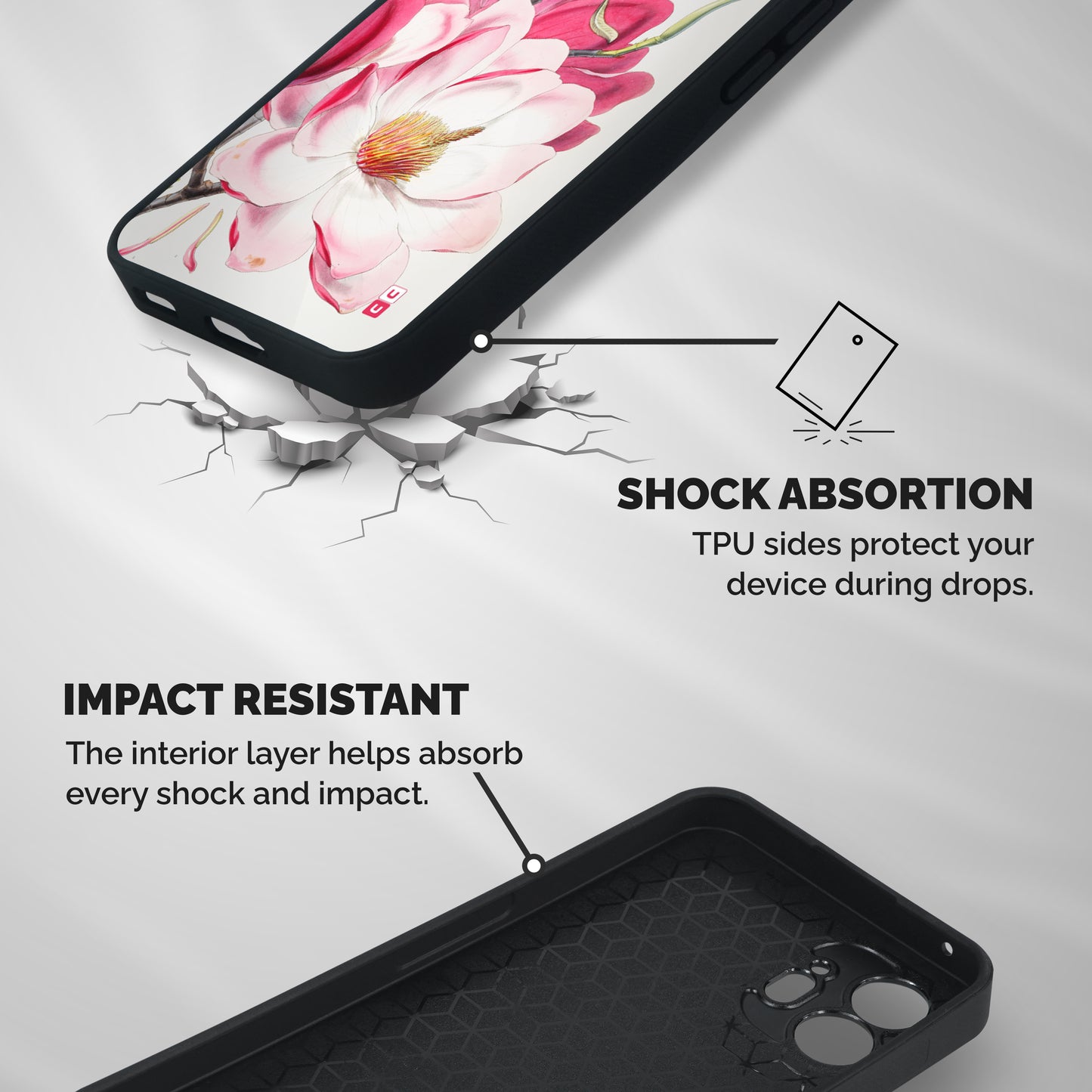 Pink Beautiful Flower Shockproof Hybrid Protection (Metal + TPU) Back Case Cover
