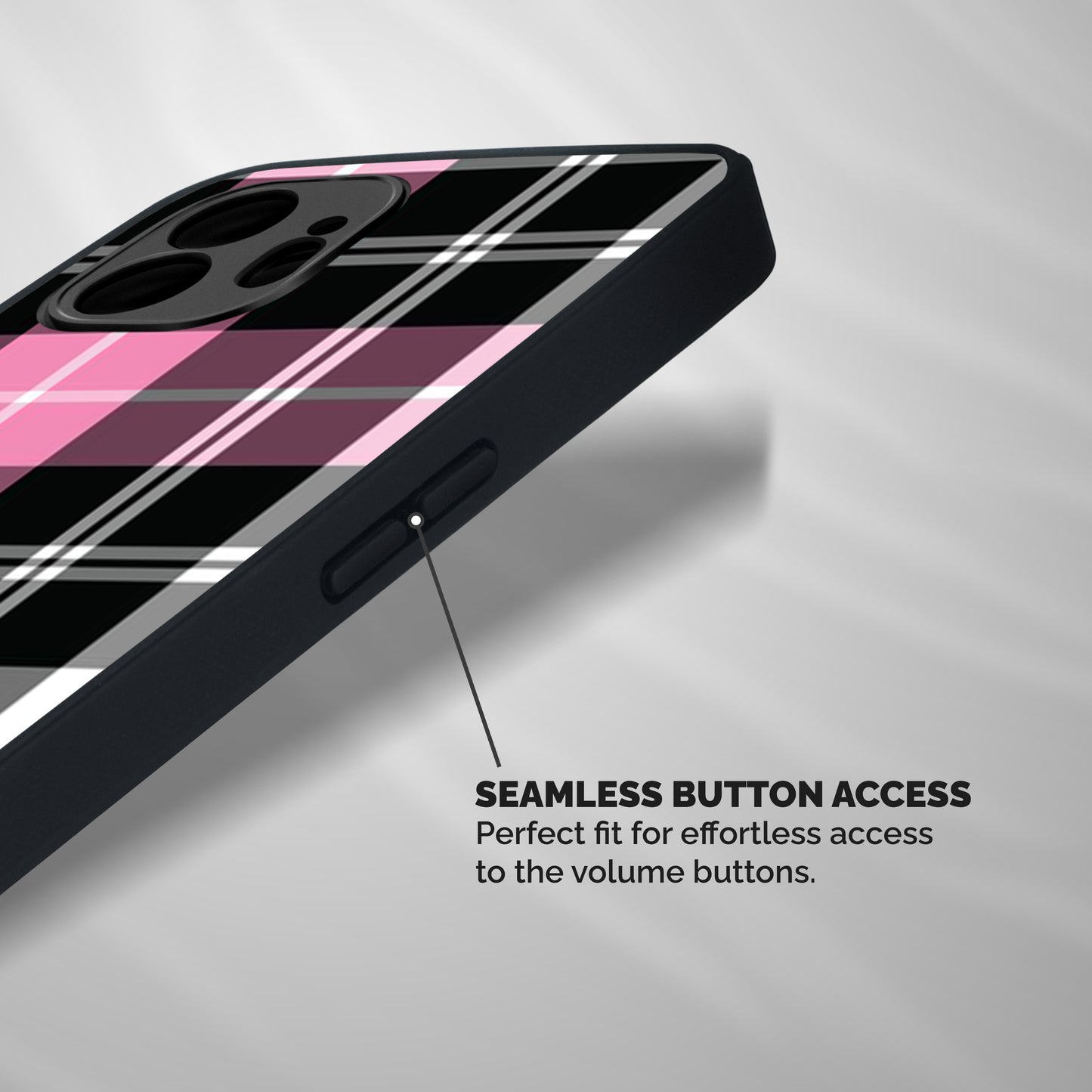 Pink Black Check Shockproof Hybrid Protection (Metal + TPU) Back Case Cover