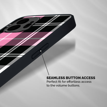 Pink Black Check Shockproof Hybrid Protection (Metal + TPU) Back Case Cover