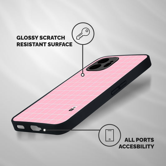Pink Checks Shockproof Hybrid Protection (Metal + TPU) Back Case Cover