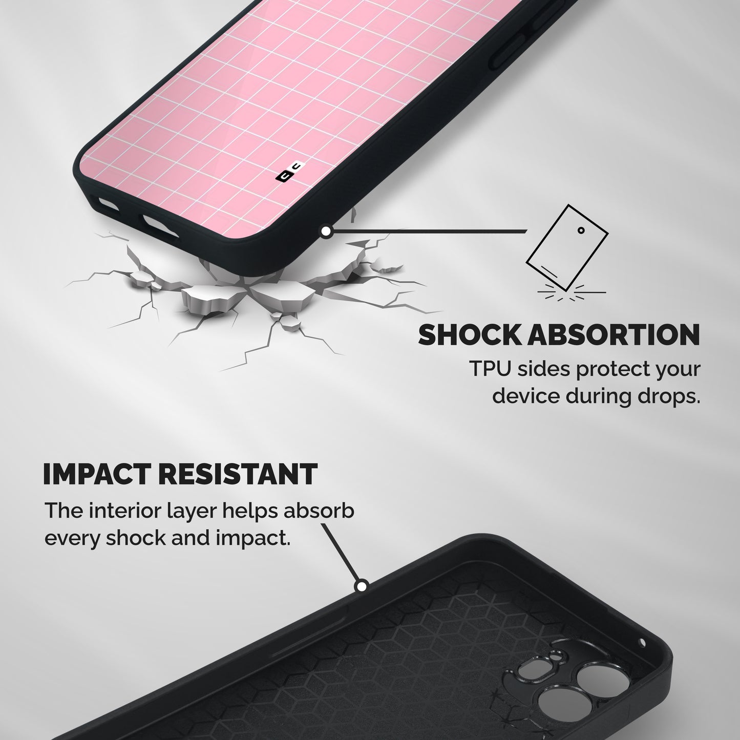 Pink Checks Shockproof Hybrid Protection (Metal + TPU) Back Case Cover