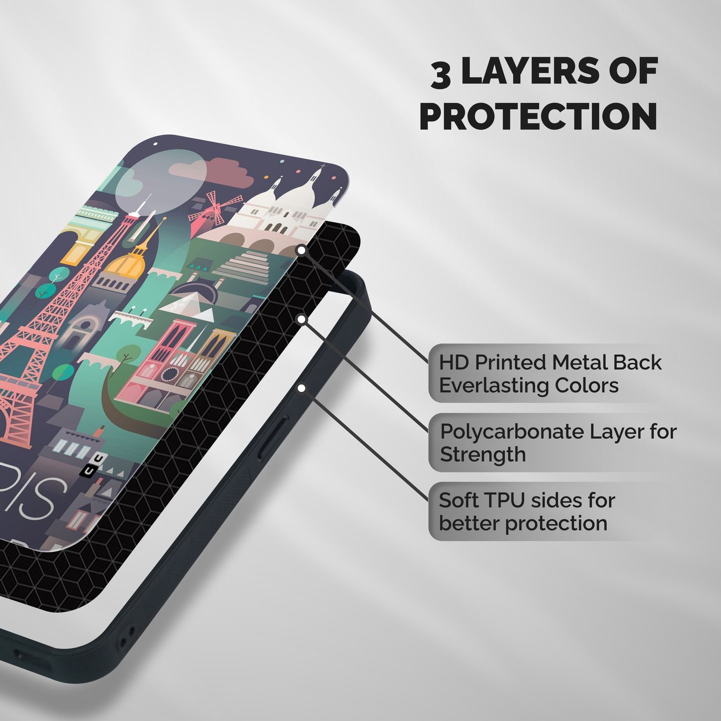 Pink Cute Tower Shockproof Hybrid Protection (Metal + TPU) Back Case Cover