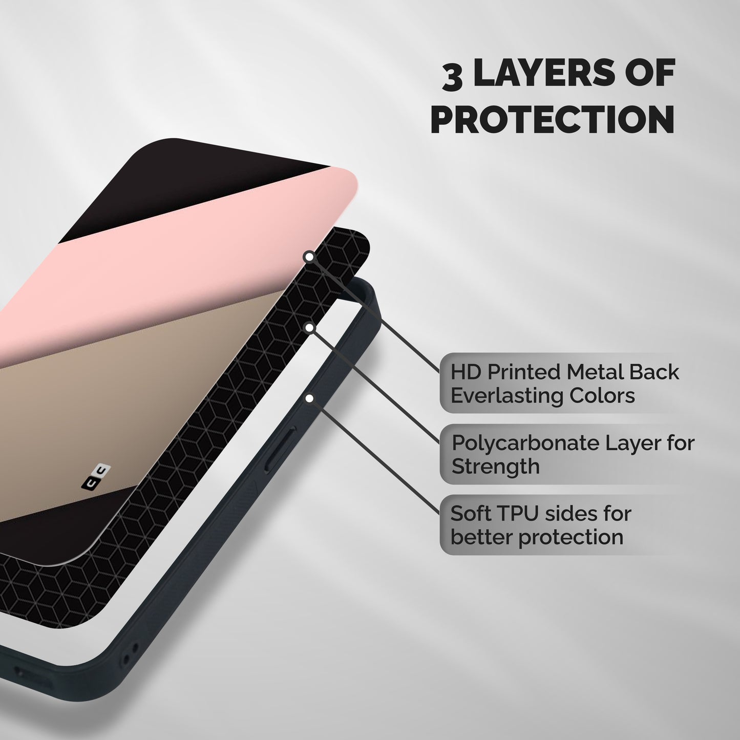 Pink Diagonal Shockproof Hybrid Protection (Metal + TPU) Back Case Cover
