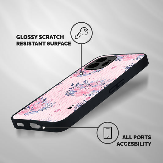 Pink Floral and Stripes Shockproof Hybrid Protection (Metal + TPU) Back Case Cover