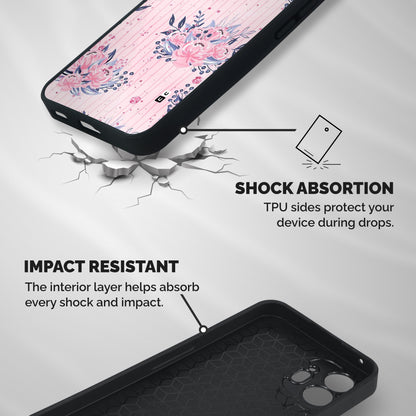 Pink Floral and Stripes Shockproof Hybrid Protection (Metal + TPU) Back Case Cover