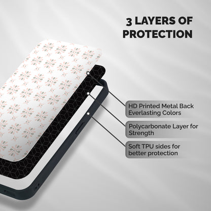 Pink Floral Pattern Shockproof Hybrid Protection (Metal + TPU) Back Case Cover