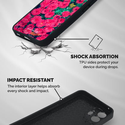 Pink Flowers Shockproof Hybrid Protection (Metal + TPU) Back Case Cover