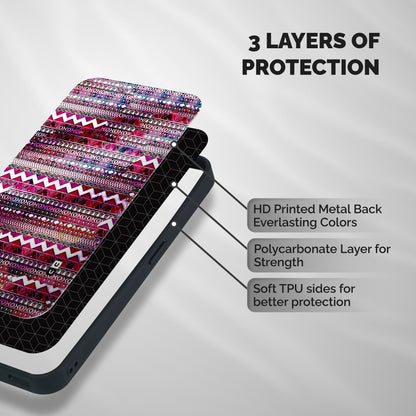 Pink Indie Pattern Shockproof Hybrid Protection (Metal + TPU) Back Case Cover