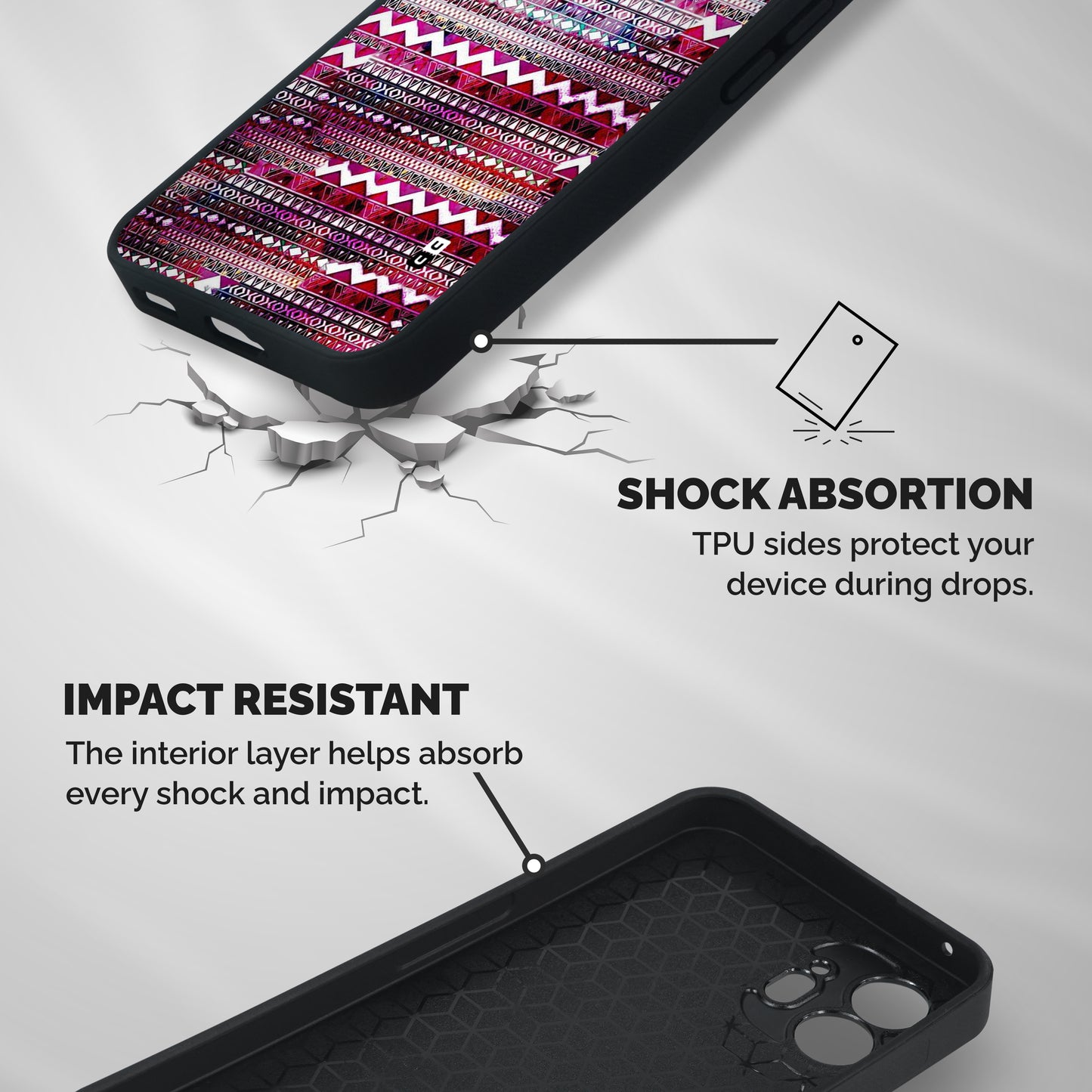 Pink Indie Pattern Shockproof Hybrid Protection (Metal + TPU) Back Case Cover