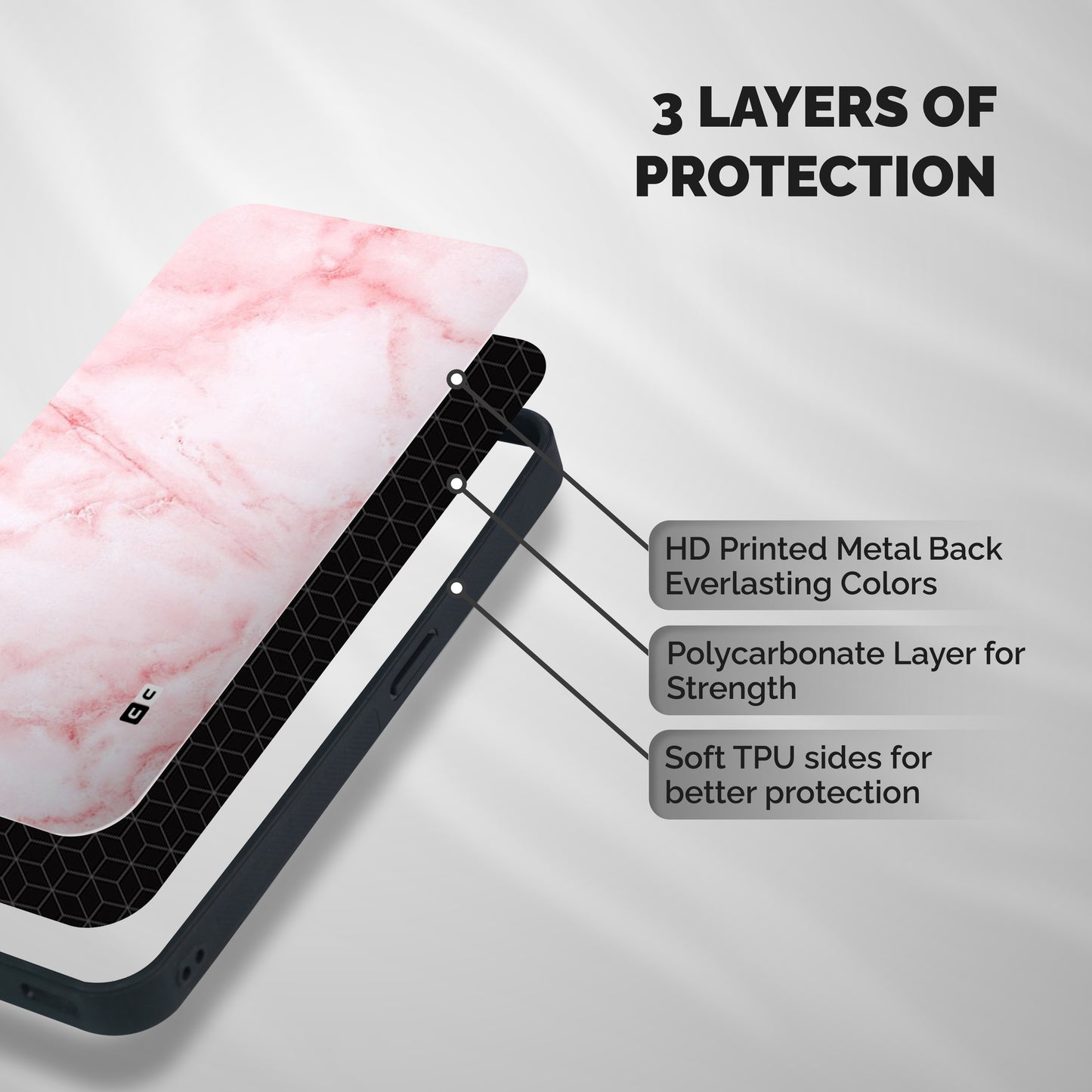 Pink Marble Print Shockproof Hybrid Protection (Metal + TPU) Back Case Cover