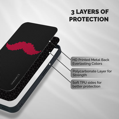 Pink Moustache Shockproof Hybrid Protection (Metal + TPU) Back Case Cover