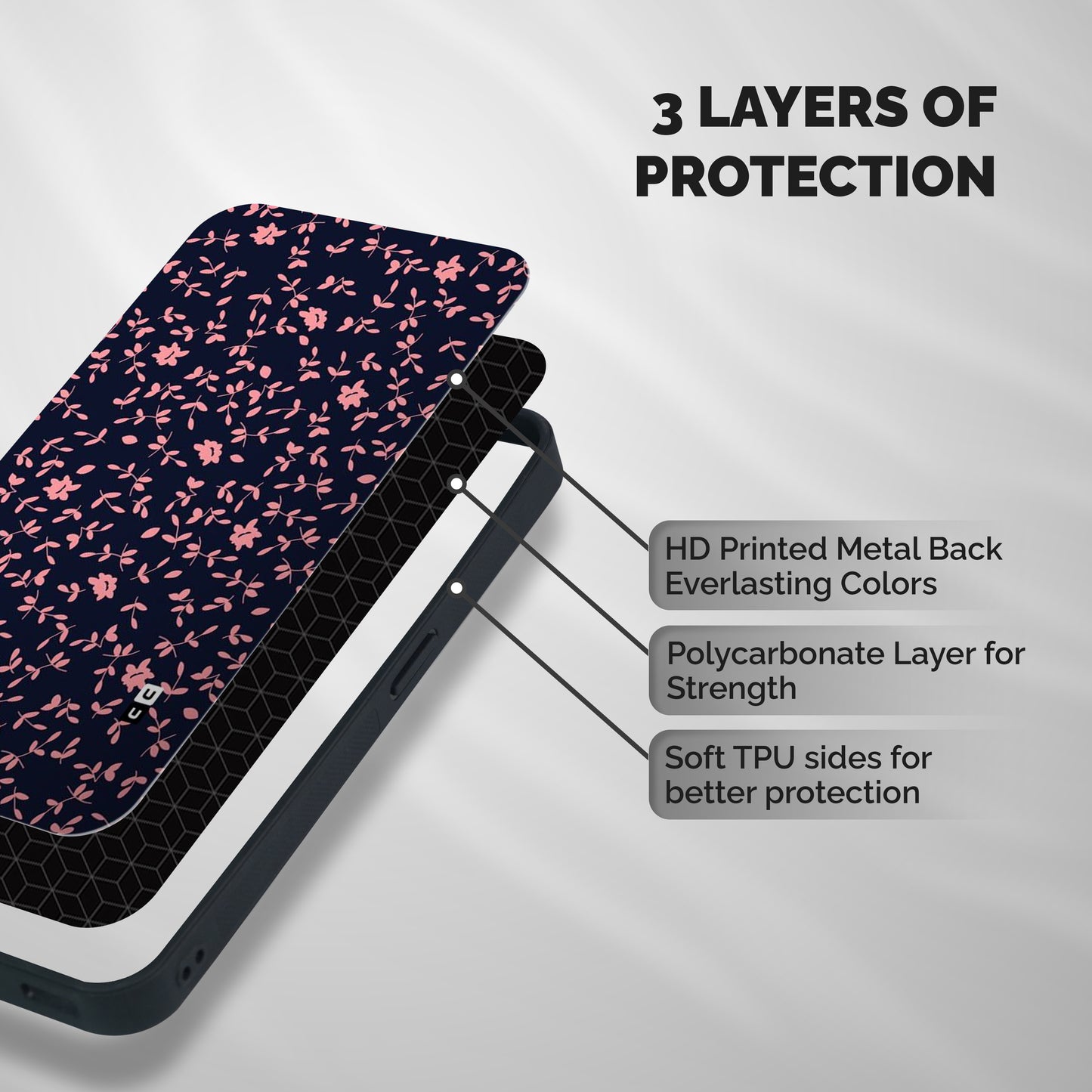 Pink Plant Design Shockproof Hybrid Protection (Metal + TPU) Back Case Cover