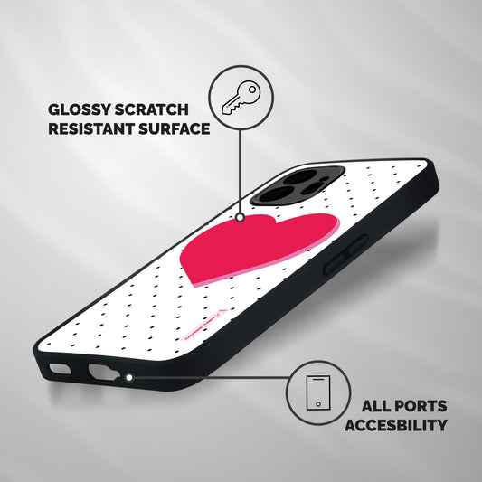 Pink Polka Heart Shockproof Hybrid Protection (Metal + TPU) Back Case Cover