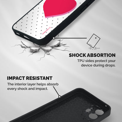 Pink Polka Heart Shockproof Hybrid Protection (Metal + TPU) Back Case Cover