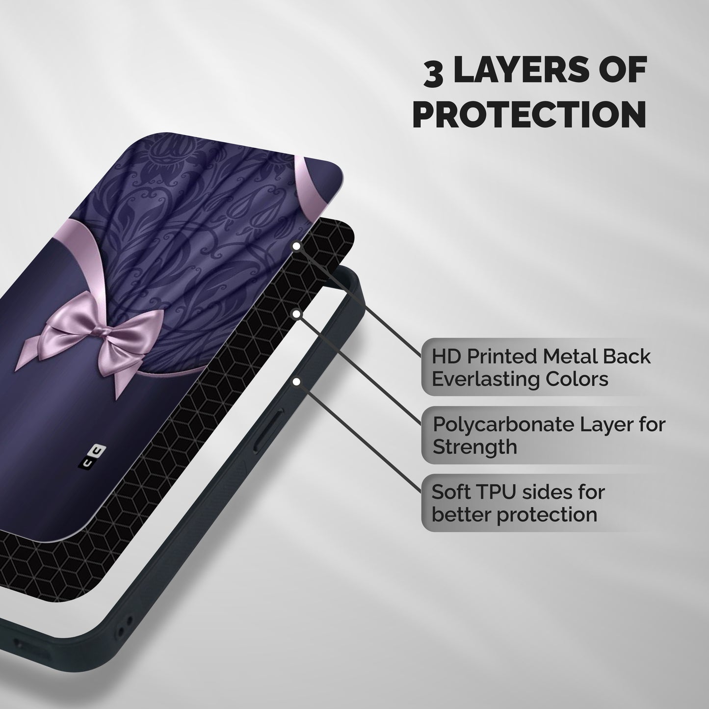Pink Ribbon Shockproof Hybrid Protection (Metal + TPU) Back Case Cover