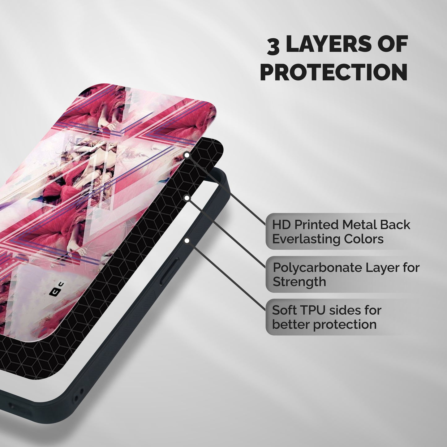 Pink Rose Abstract Shockproof Hybrid Protection (Metal + TPU) Back Case Cover