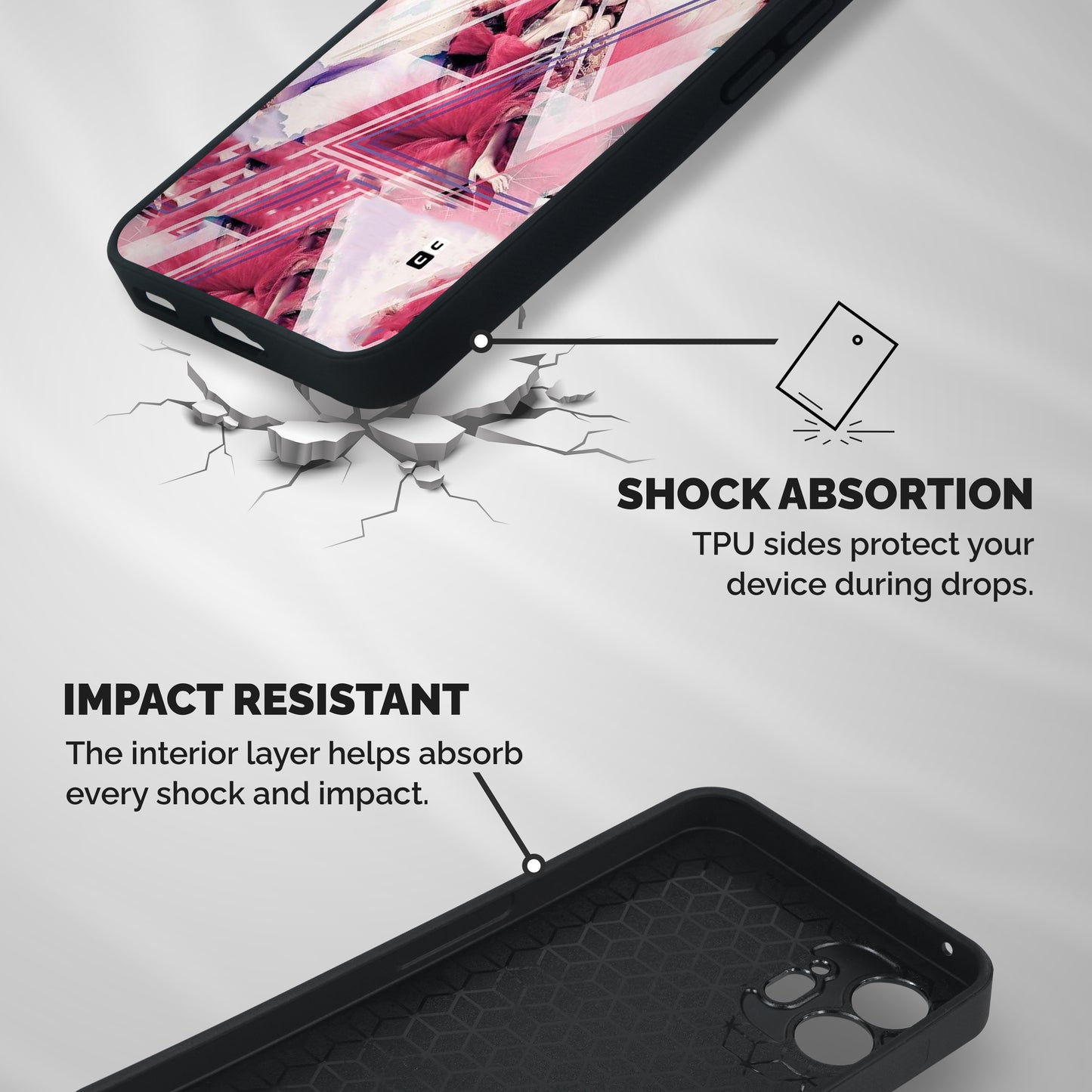 Pink Rose Abstract Shockproof Hybrid Protection (Metal + TPU) Back Case Cover