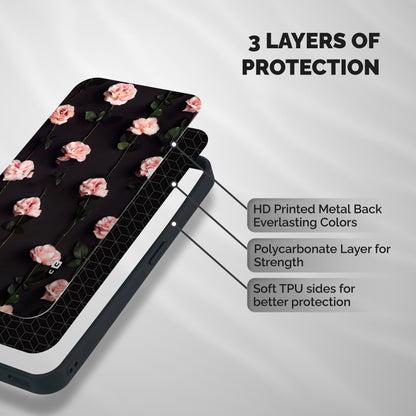 Pink Roses Shockproof Hybrid Protection (Metal + TPU) Back Case Cover