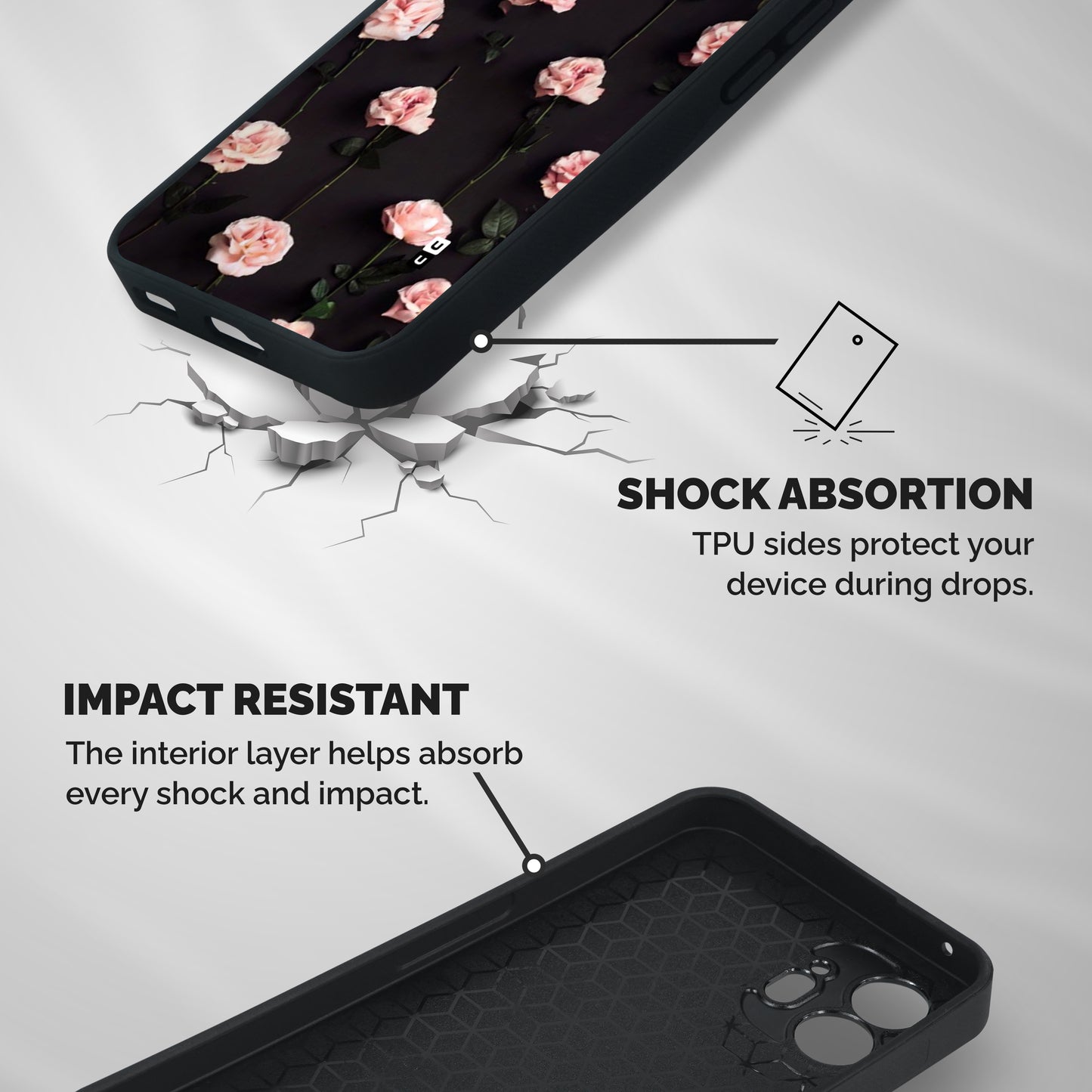 Pink Roses Shockproof Hybrid Protection (Metal + TPU) Back Case Cover