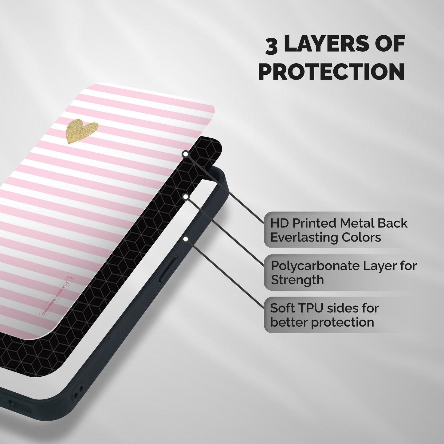 Pink Stripes Shockproof Hybrid Protection (Metal + TPU) Back Case Cover