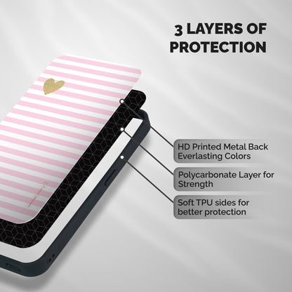 Pink Stripes Shockproof Hybrid Protection (Metal + TPU) Back Case Cover