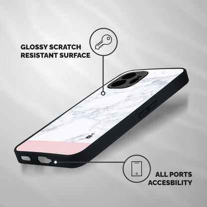 Pink White Merge Marble Shockproof Hybrid Protection (Metal + TPU) Back Case Cover