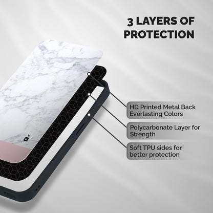 Pink White Merge Marble Shockproof Hybrid Protection (Metal + TPU) Back Case Cover