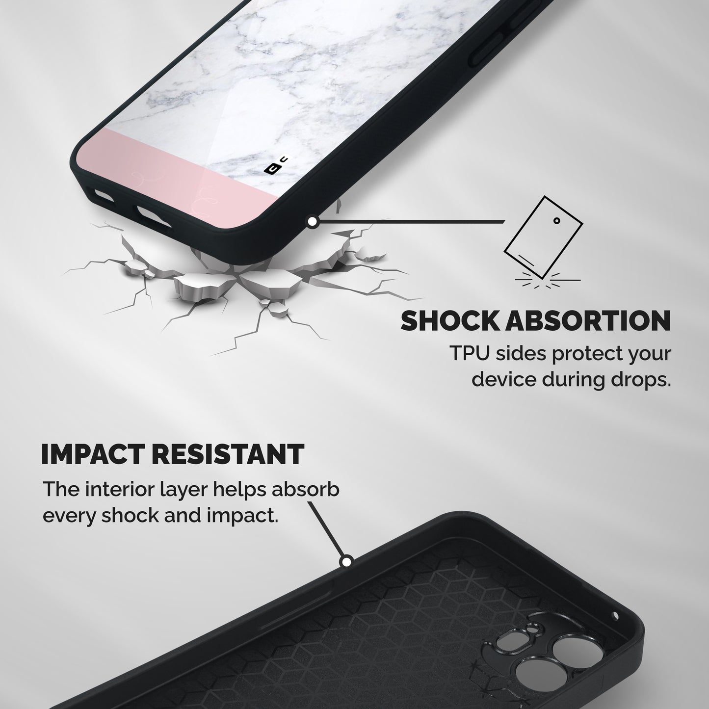 Pink White Merge Marble Shockproof Hybrid Protection (Metal + TPU) Back Case Cover