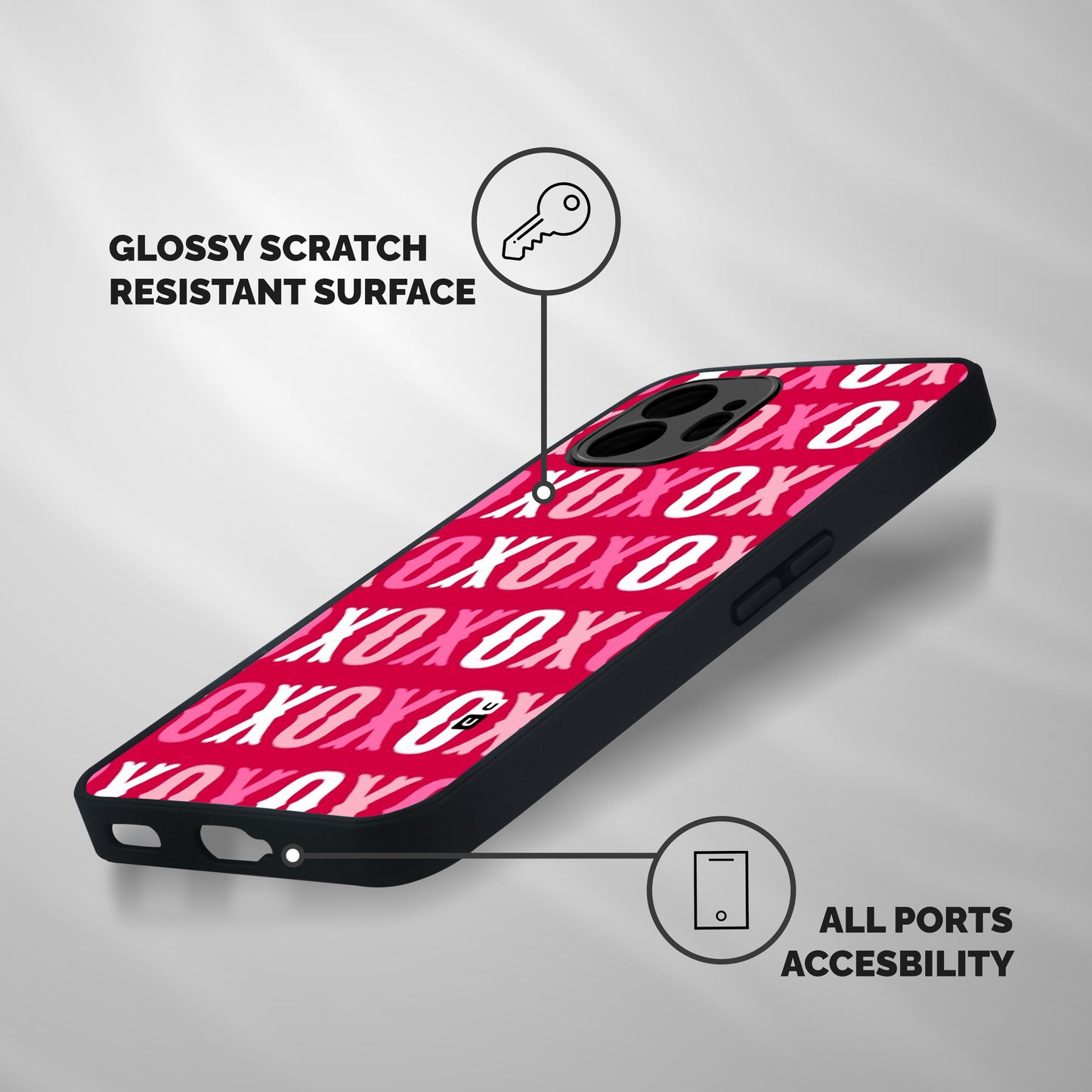 Pink White Xoxo Shockproof Hybrid Protection (Metal + TPU) Back Case Cover