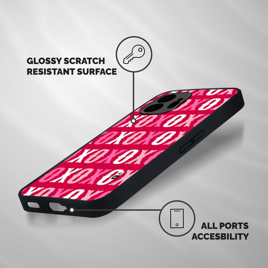 Pink White Xoxo Shockproof Hybrid Protection (Metal + TPU) Back Case Cover
