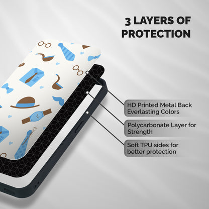 Pipe Hat Watch Pattern Shockproof Hybrid Protection (Metal + TPU) Back Case Cover
