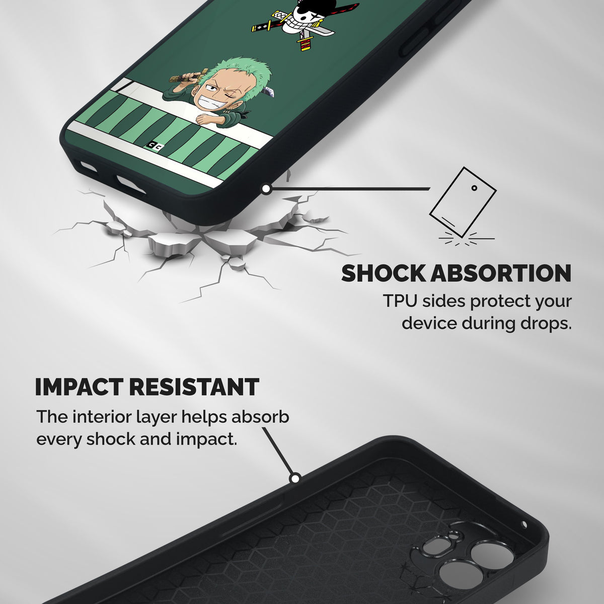 Pirate Hunter Zoro Shockproof Hybrid Protection (Metal + TPU) Back Case Cover