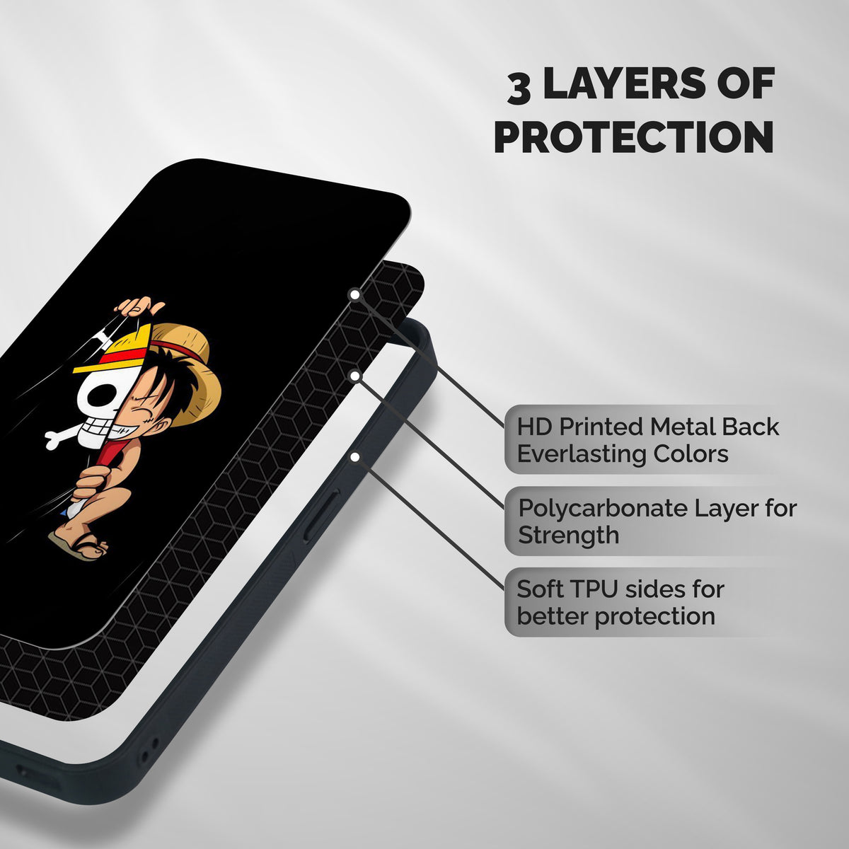 Pirate Luffy Shockproof Hybrid Protection (Metal + TPU) Back Case Cover