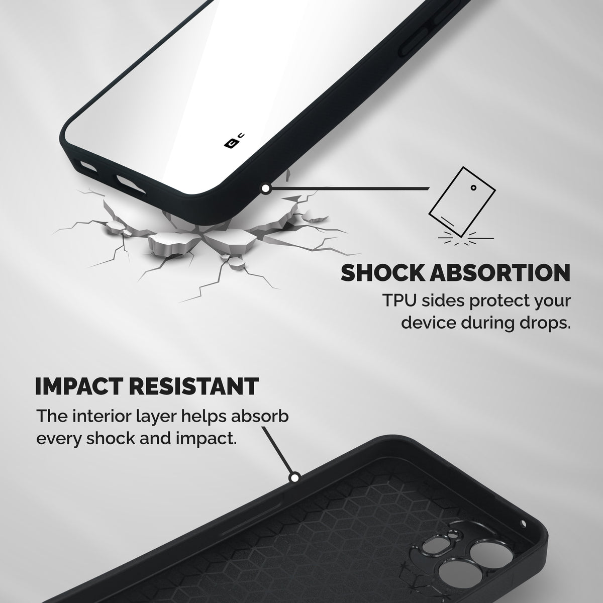 Plain White Shockproof Hybrid Protection (Metal + TPU) Back Case Cover