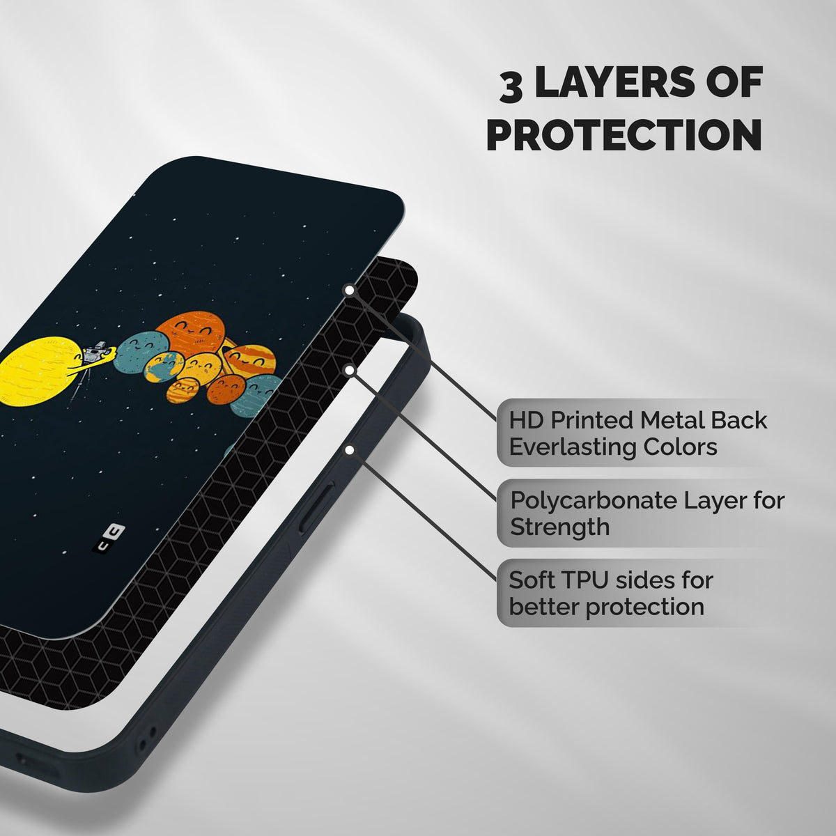 Planet Family Shockproof Hybrid Protection (Metal + TPU) Back Case Cover
