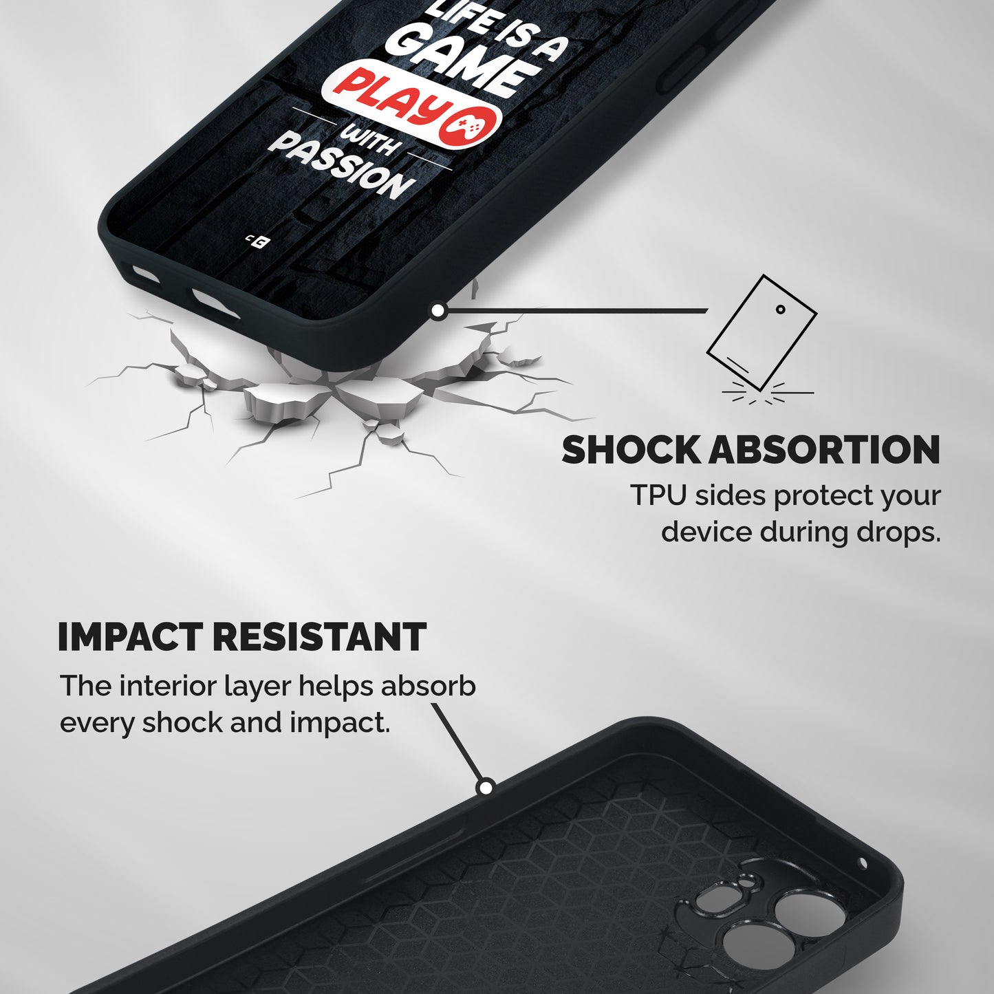 Play With Passion Shockproof Hybrid Protection (Metal + TPU) Back Case Cover