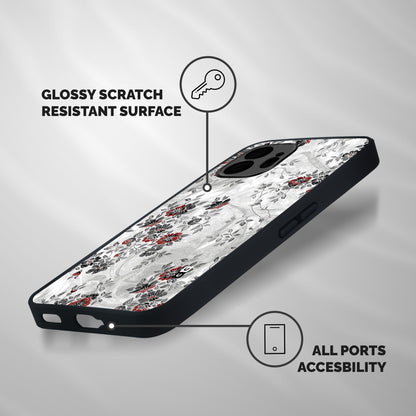 Pleasing Grey Floral Shockproof Hybrid Protection (Metal + TPU) Back Case Cover