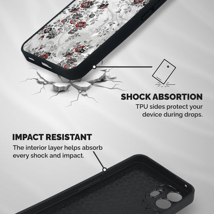 Pleasing Grey Floral Shockproof Hybrid Protection (Metal + TPU) Back Case Cover