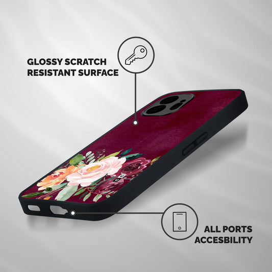 Plum Floral Design Shockproof Hybrid Protection (Metal + TPU) Back Case Cover
