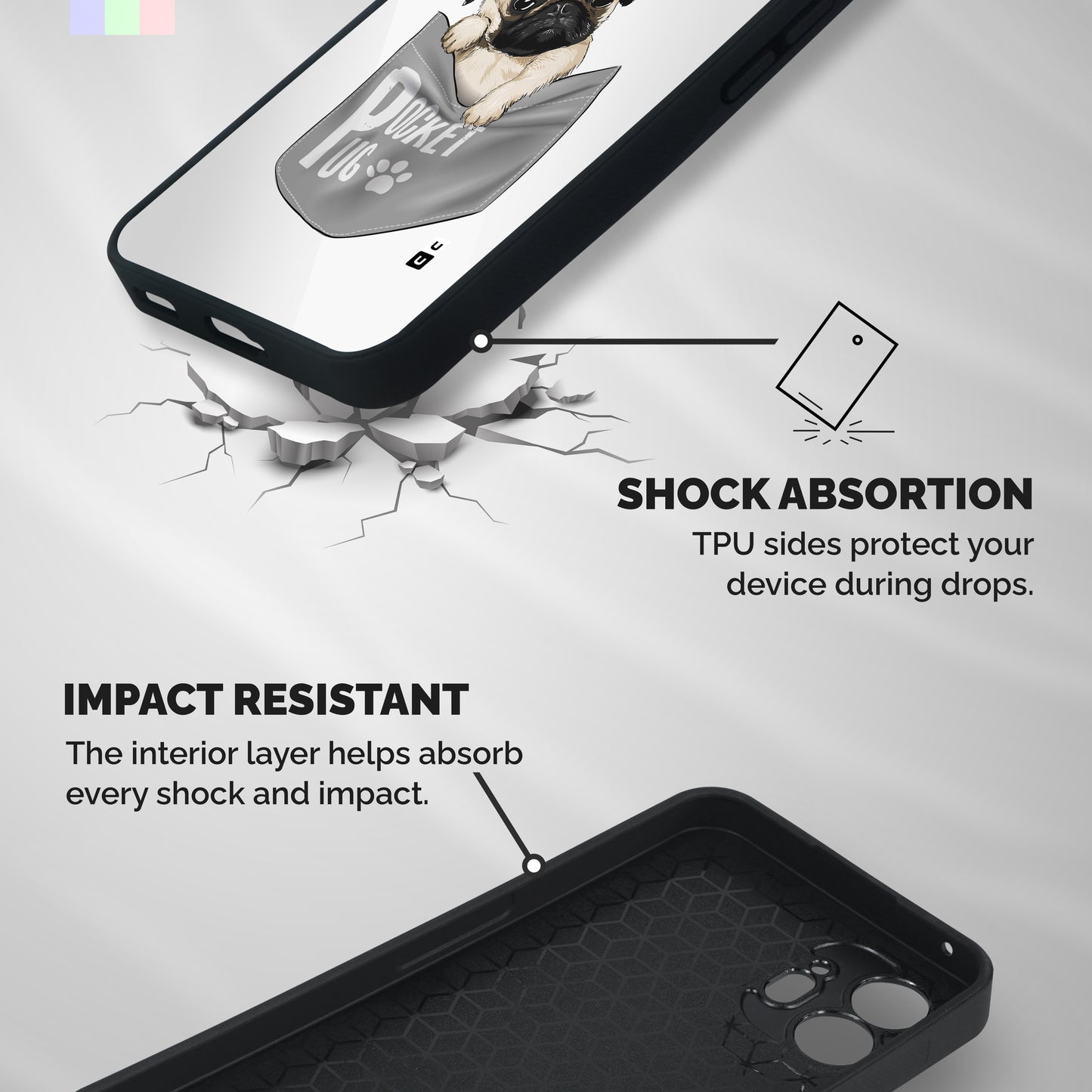 Pocket Pug Shockproof Hybrid Protection (Metal + TPU) Back Case Cover