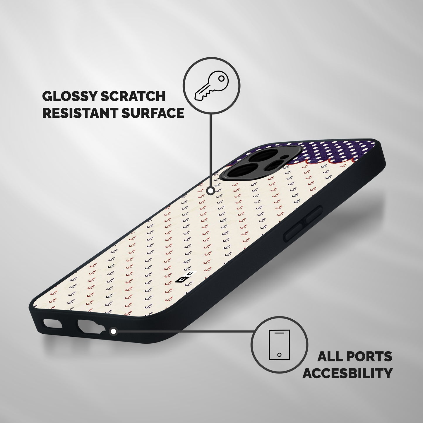 Polka Anchor Shockproof Hybrid Protection (Metal + TPU) Back Case Cover