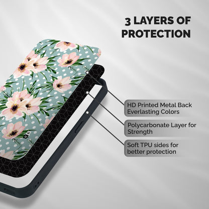 Polka Art Floral Shockproof Hybrid Protection (Metal + TPU) Back Case Cover