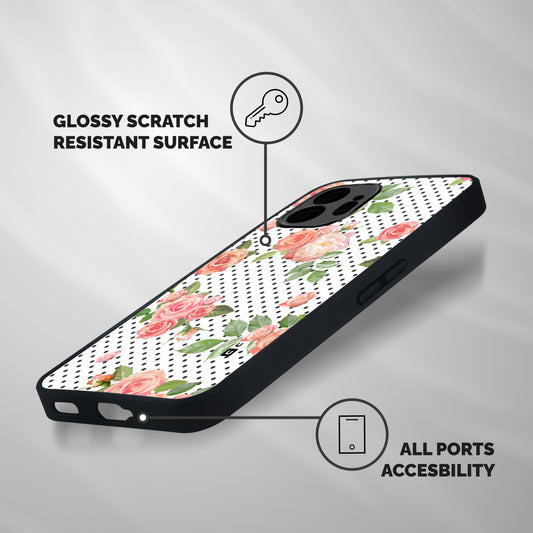 Polka Bloom White Shockproof Hybrid Protection (Metal + TPU) Back Case Cover