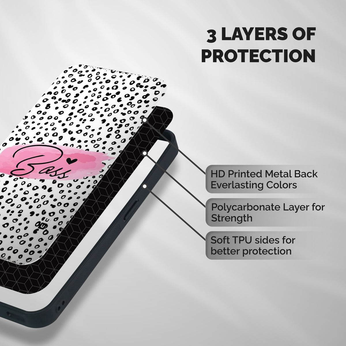 Polka Boss Shockproof Hybrid Protection (Metal + TPU) Back Case Cover