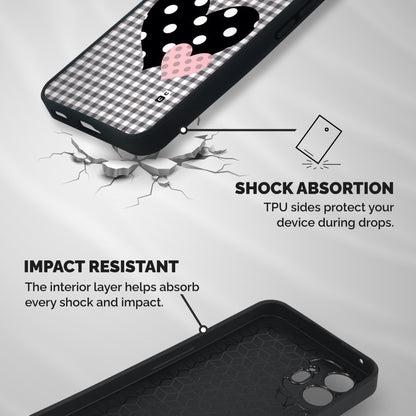 Polka Check Hearts Shockproof Hybrid Protection (Metal + TPU) Back Case Cover