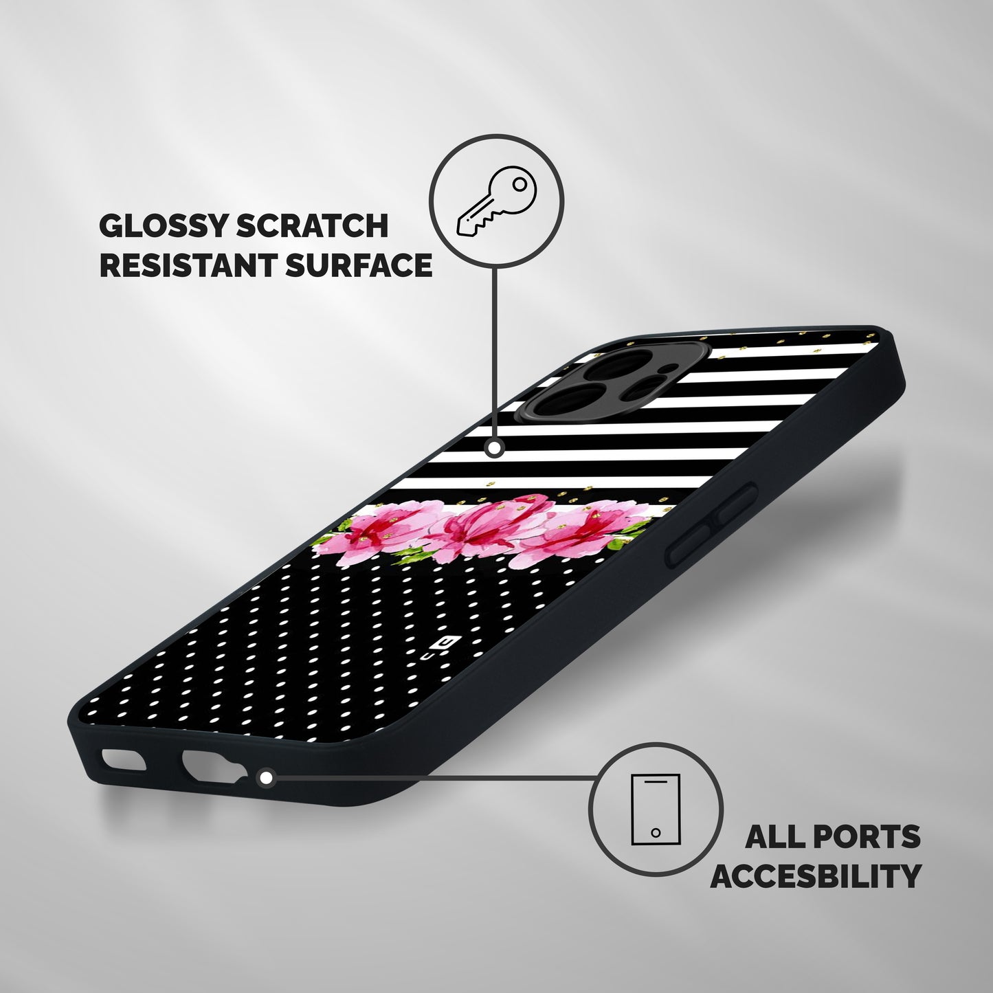 Polka Floral Stripes Shockproof Hybrid Protection (Metal + TPU) Back Case Cover