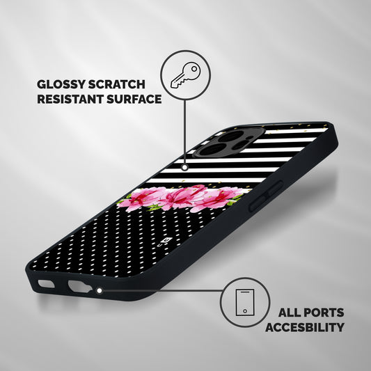 Polka Floral Stripes Shockproof Hybrid Protection (Metal + TPU) Back Case Cover