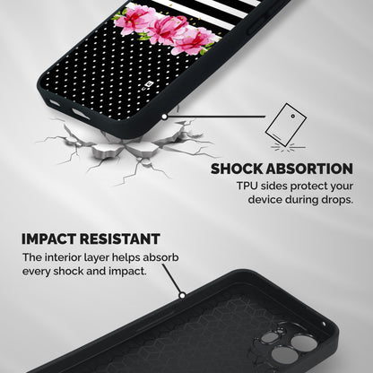 Polka Floral Stripes Shockproof Hybrid Protection (Metal + TPU) Back Case Cover