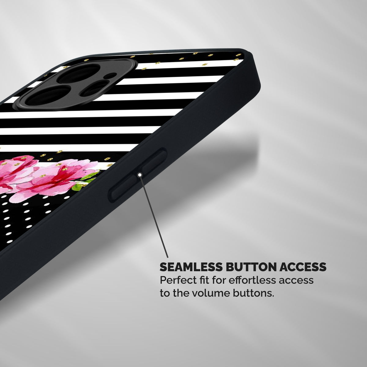 Polka Floral Stripes Shockproof Hybrid Protection (Metal + TPU) Back Case Cover